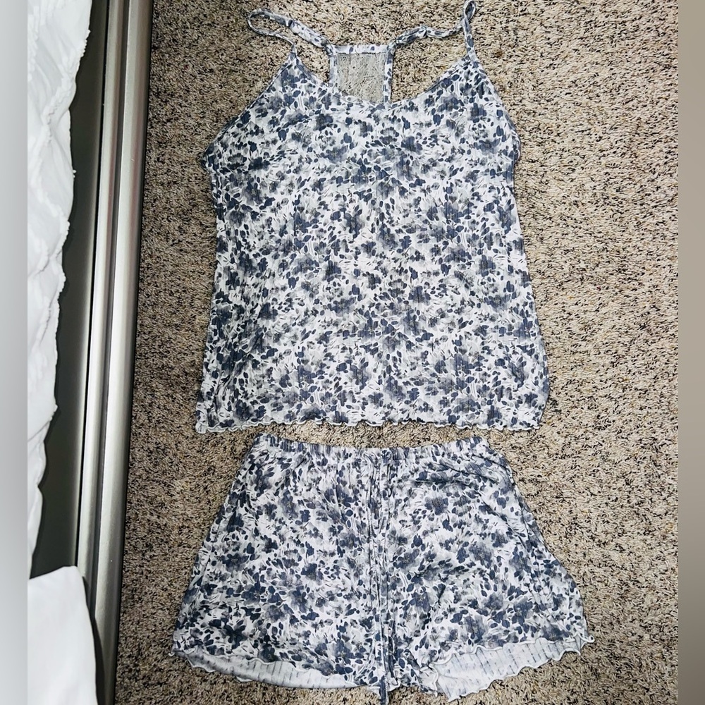 Tahari Blue and White Floral Pajama Set